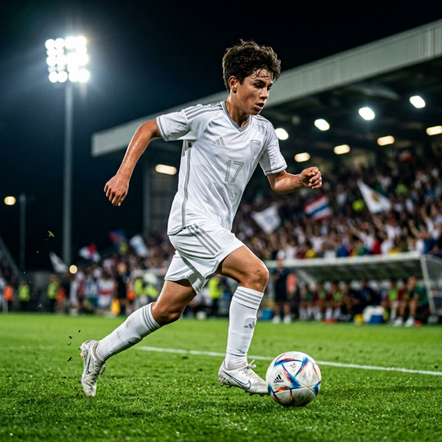 Ação de futebol no Elite Cup F9 com equipamento branco